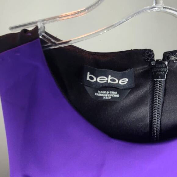 bebe bodycon purple black racerback dress with asymmetric hem - XS - Picture 6 of 10
